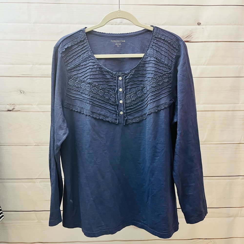 Coldwater Creek plus size long sleeved henley top